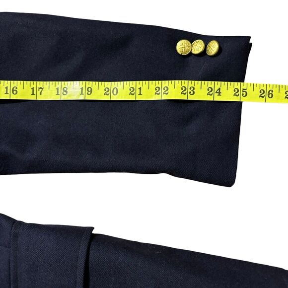 English Manor Men’s 41 R Jacket Blazer 100% Wool Gold Buttons Navy Blue Vintage - Picture 6 of 10